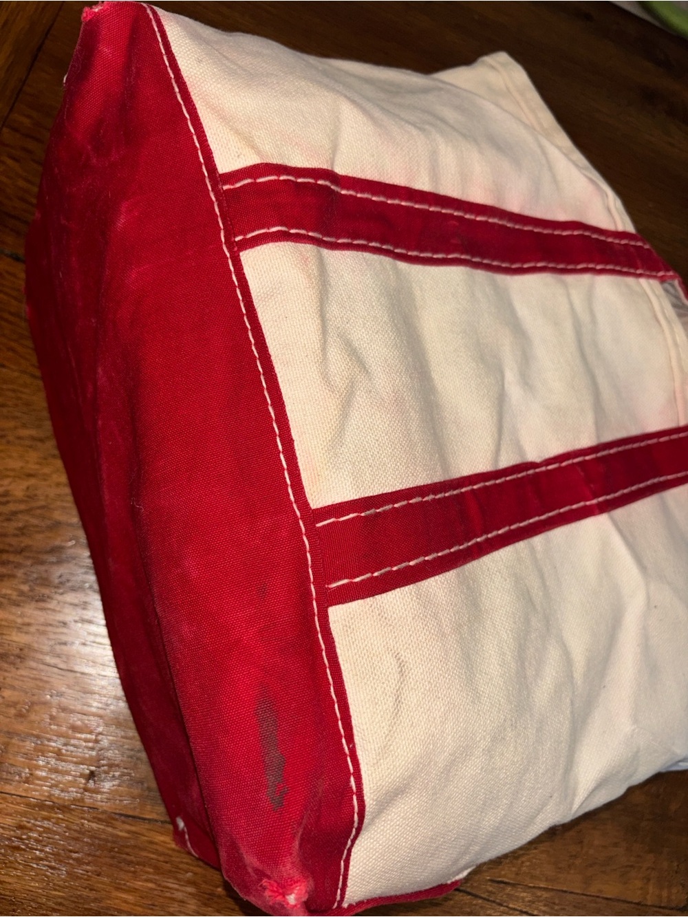 LL Bean Vintage 80s Boat and Tote Bag with Red Trim - Picture 6 of 16